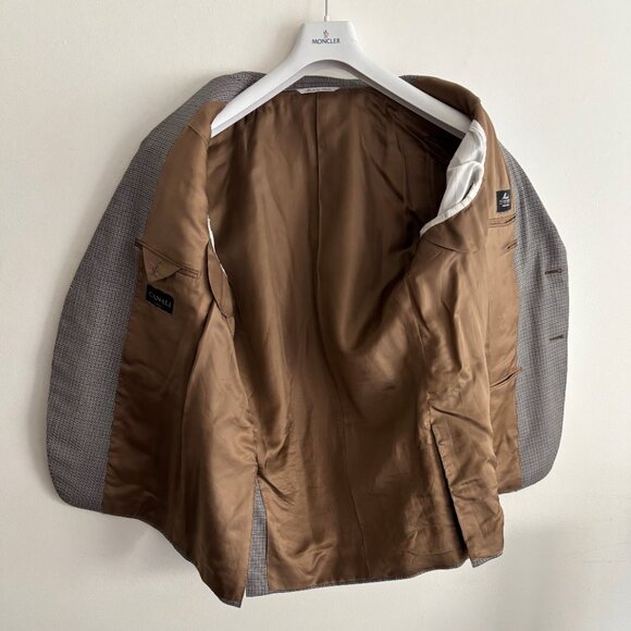 $2000 Canali Grey Houndstooth Check Tweed Wool Sport Coat / Blazer - 42 - Picture 4 of 11